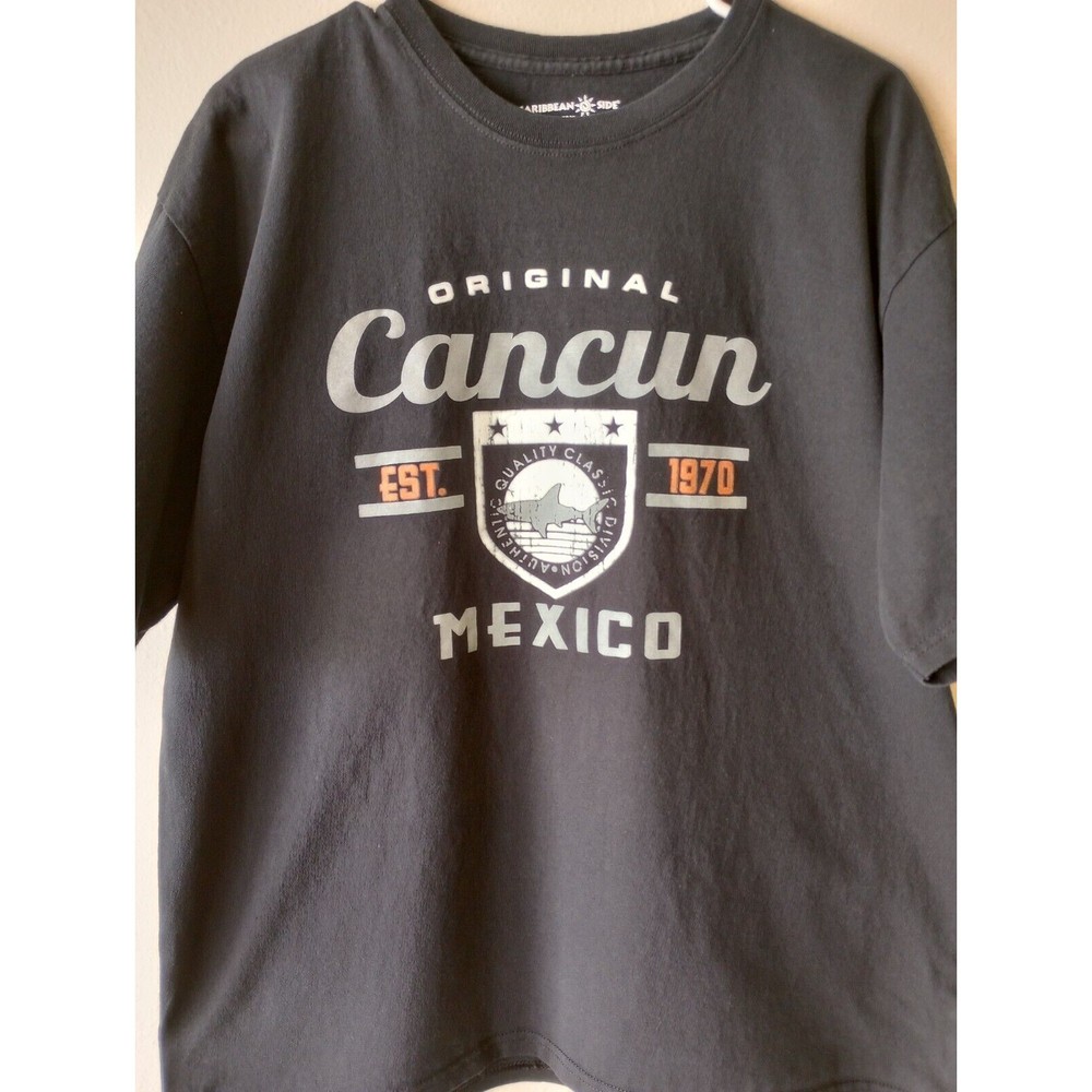 Carribean Side Men's XL Original Cancun Qulity Classic Black T-Shirt